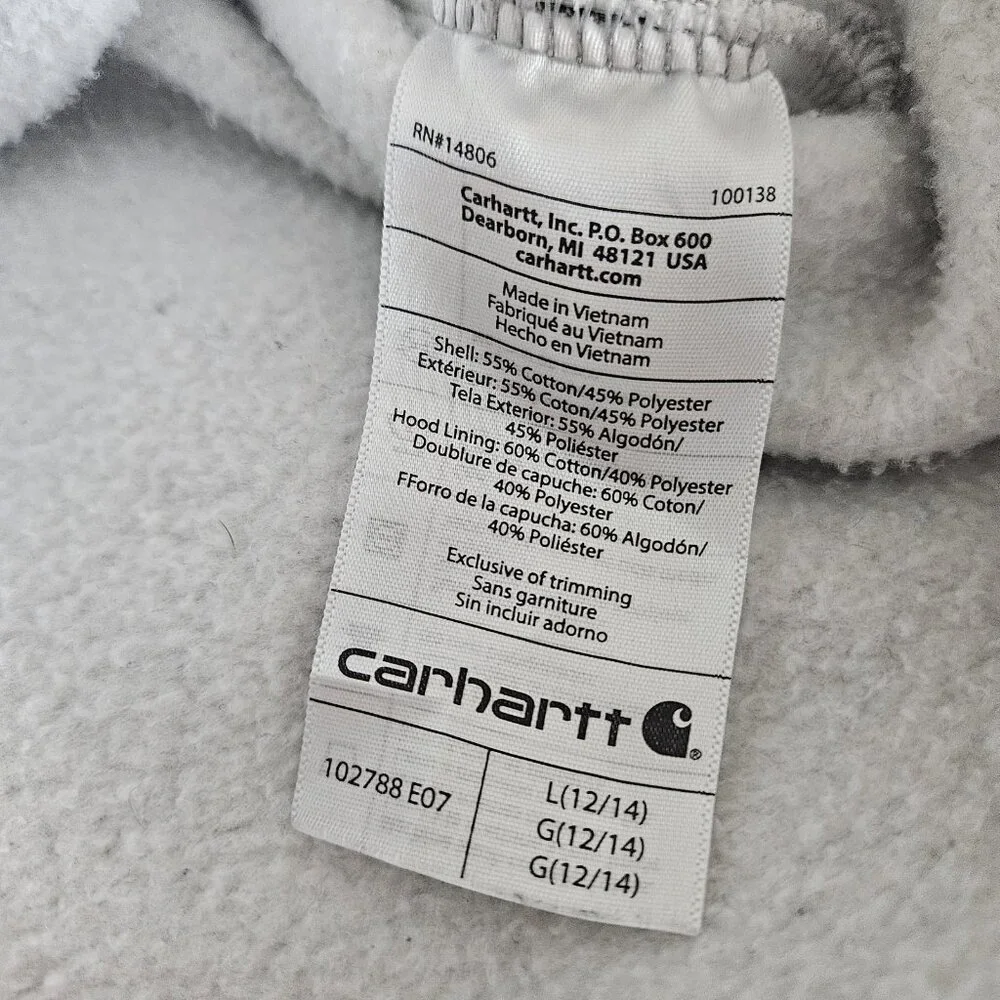 Carhartt Hoodie Womens L 11-14 Grey Clarksburg Full Zip Sweatshirt Pullover - Picture 8 of 9